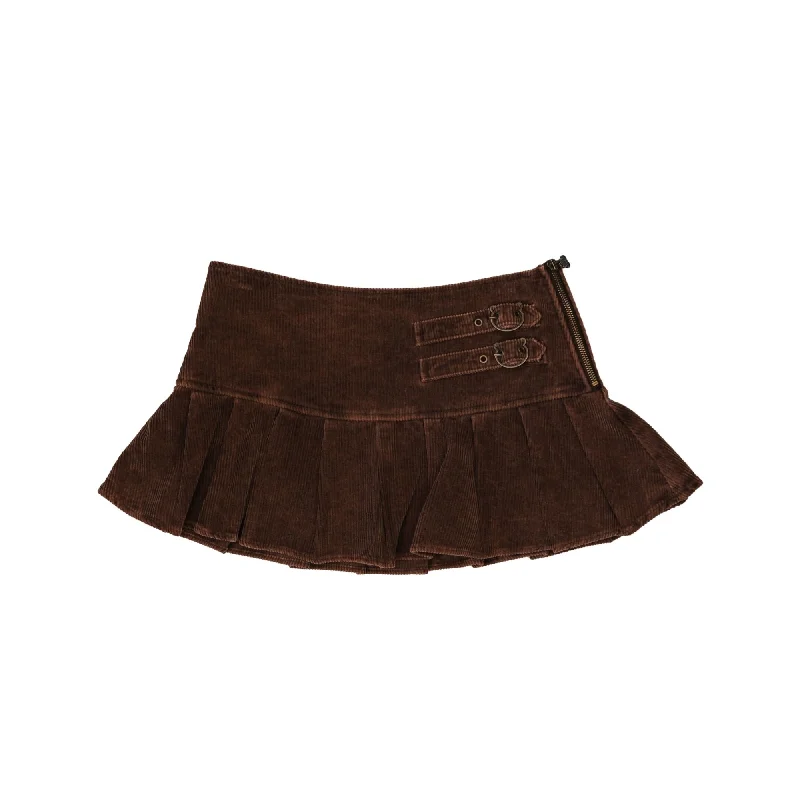 Soft And Comfortable Bear Buckle Corduroy Skirt