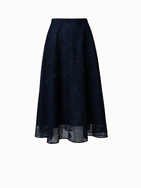 Trendy Casuals Metallic 3D Dot Embroidery Midi Skirt