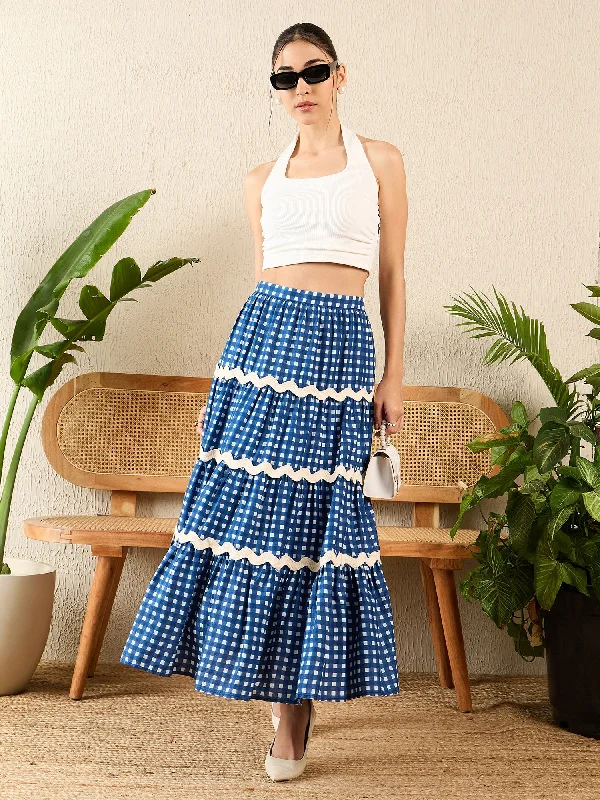 Comfortable Sweaters Ric-Rac Cotton Tiered Midi Skirt