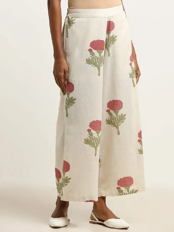 Light And Breathable Utsa Pink Wide-Leg Blended Linen Palazzos