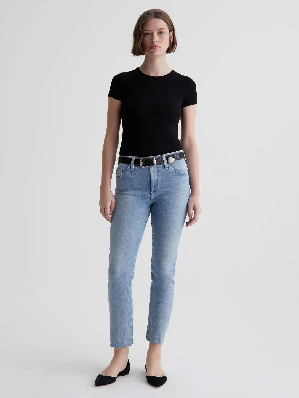 Sports Zipper Style Mari Mid Rise Crop Jean - 24 Hour Looking Glass
