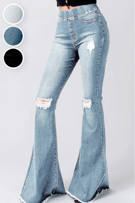 Elegant Comfort Trend: Notes Women's Jeans Waist Bell Bottom Jeans