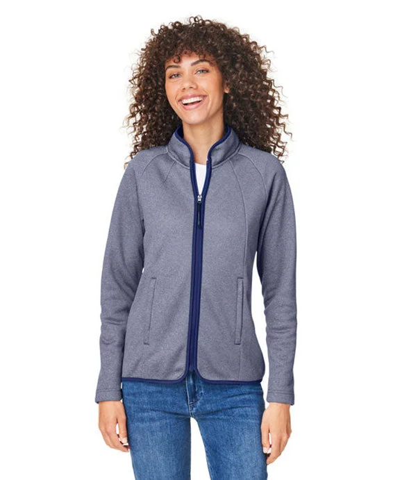 Youthful Style CE72W - Core 365 Ladies Venture Heathered Stripe Full-Zip Jacket | Classic Navy/White