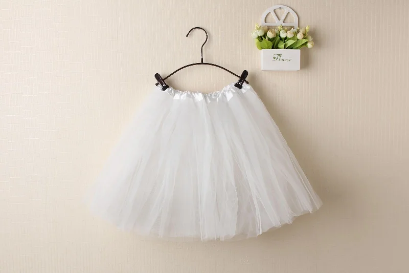 Comfortable down New Adults Tulle Tutu Skirt Dressup Party Costume Ballet Womens Girls Dance Wear, White Colour, Kids