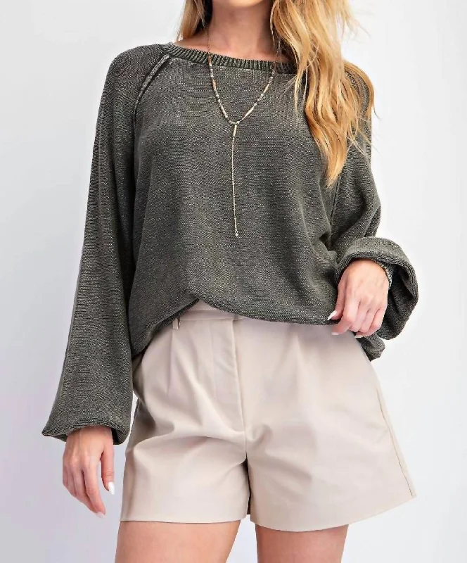 Elegant Tailoring Mineral Washed Sweater In Black