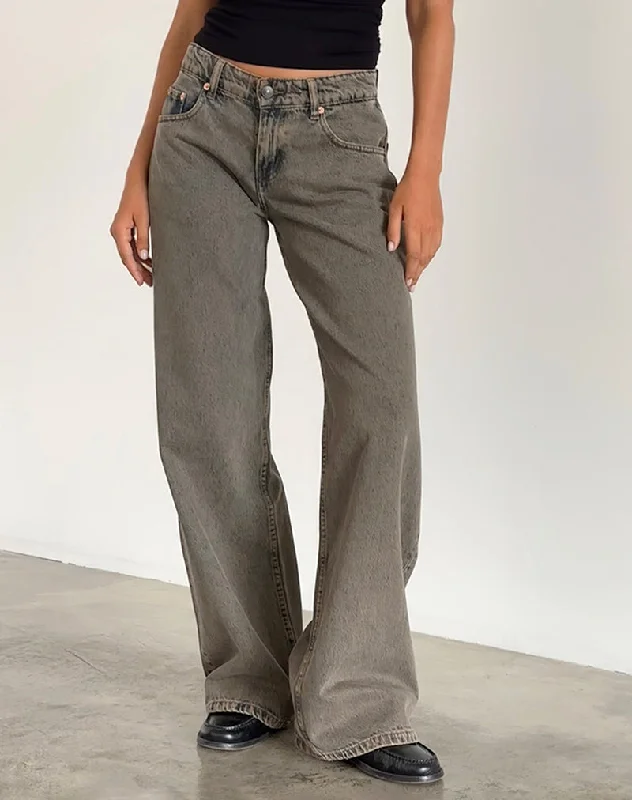 Economic Outlook Roomy Extra Wide Low Rise Jeans in Earthy Blue