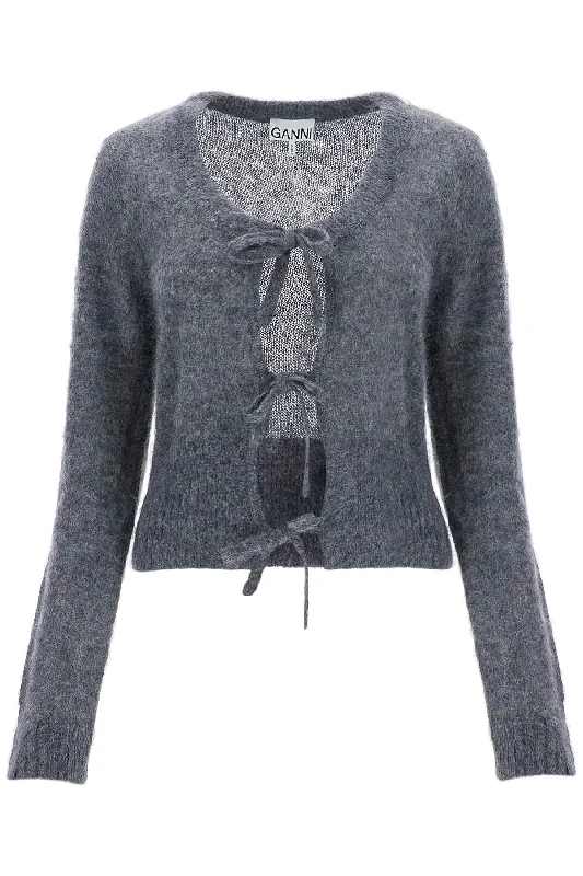 Exquisite Fabrics Ganni Women's Mohair Cardigan With Bow Accents