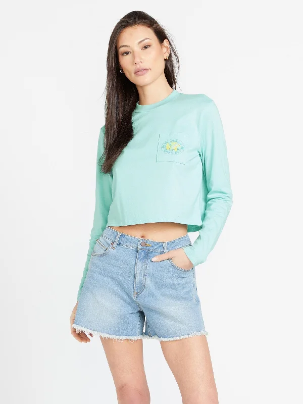 Sports Functional Style Pocket Dial Long Sleeve Shirt - Glacier Blue