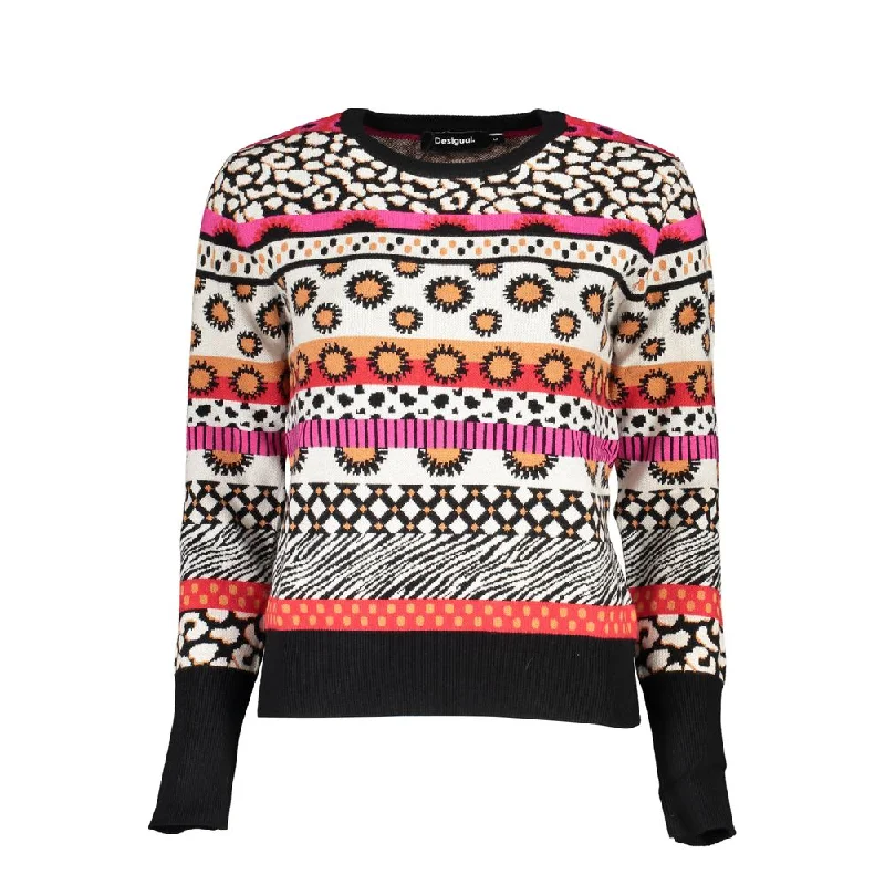 Street Personality Style Desigual Chic  Contrast Crew Neck Women's Sweater