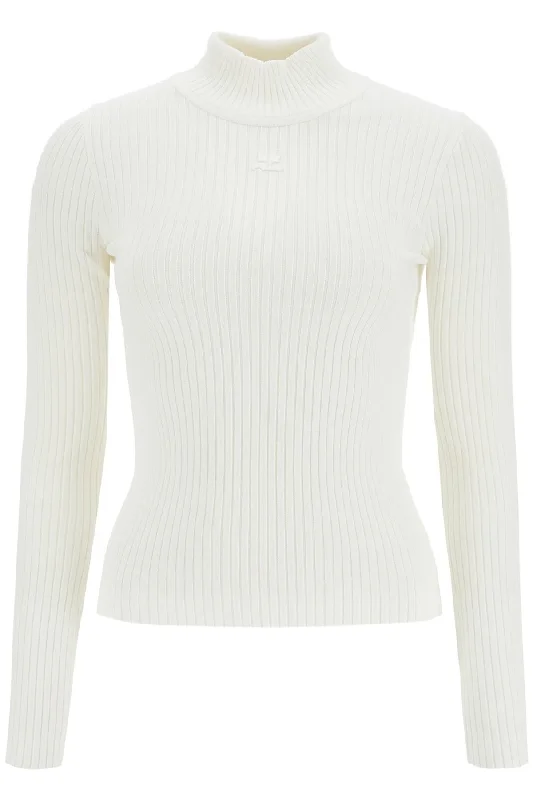 Chic Lounge Courreges Women's Re-Edition Ribbed Funnel-Neck Sweater