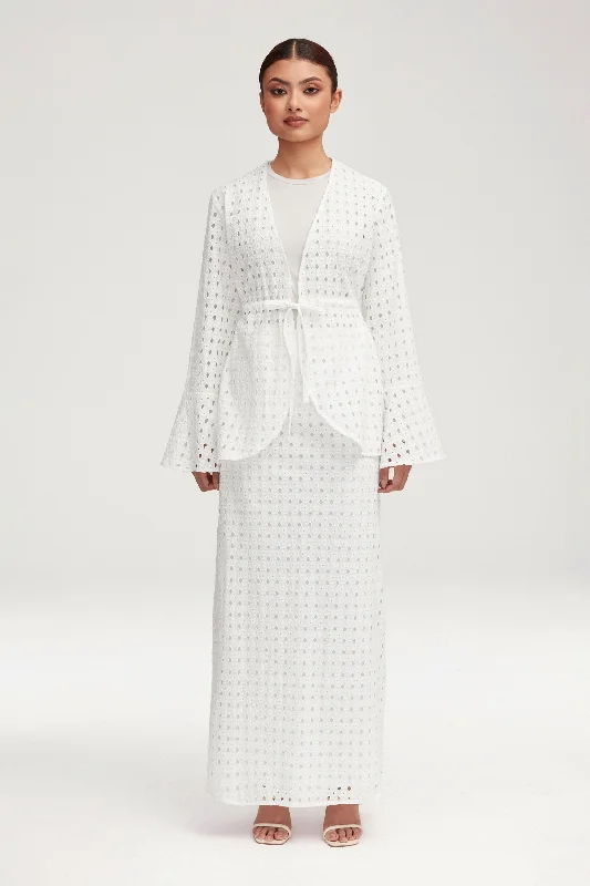 Cozy Chic Mamba White Eyelet Maxi Skirt