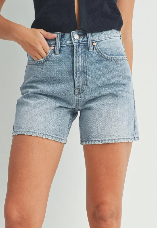 High Street Fashion Longer Length Short In Light Wash