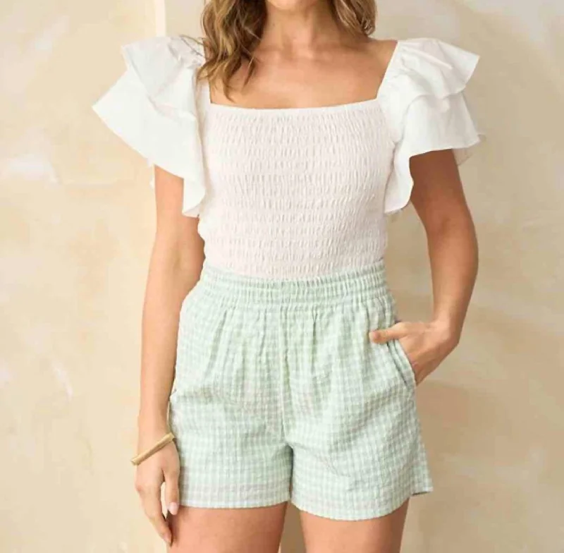 Multifunctional Style Phoenix Checkered Short In Mint
