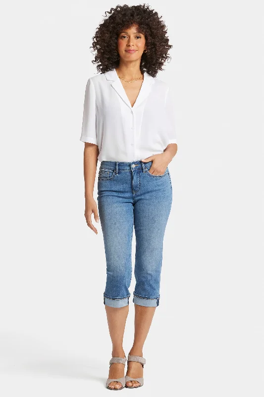 Retro Prints Marilyn Straight Crop Jeans In Petite - Water Canyon