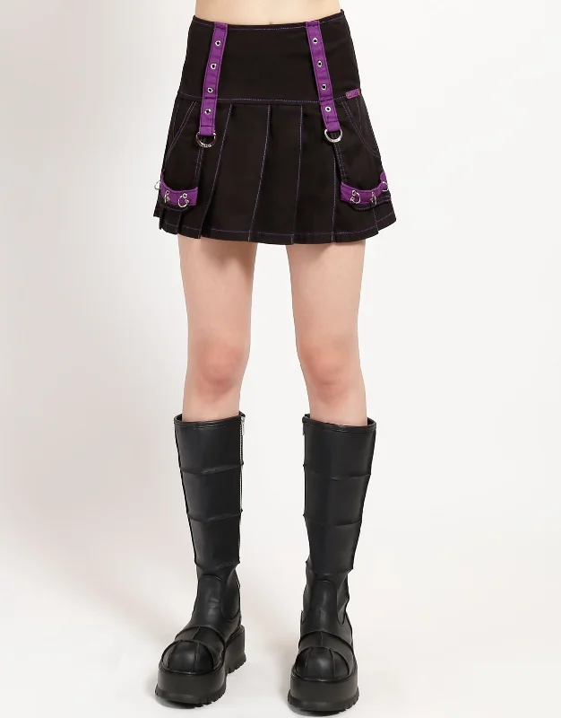 Classic MUTLI EYELET PLEATED SKIRT PURPLE