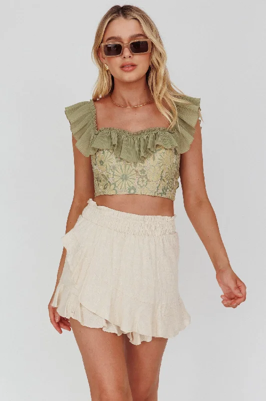 Lively And Youthful You Got It Tied Ruffle Skort Natural