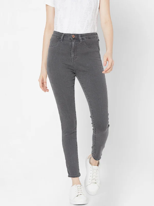 Elegant Wear Spykar Women Grey Cotton Super Skinny Fit Ankle Length Jeans (Alexa)