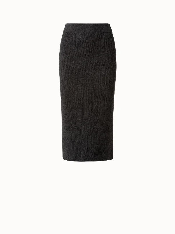 Soft Touch Wool Cashmere Ribbed Knit Skirt