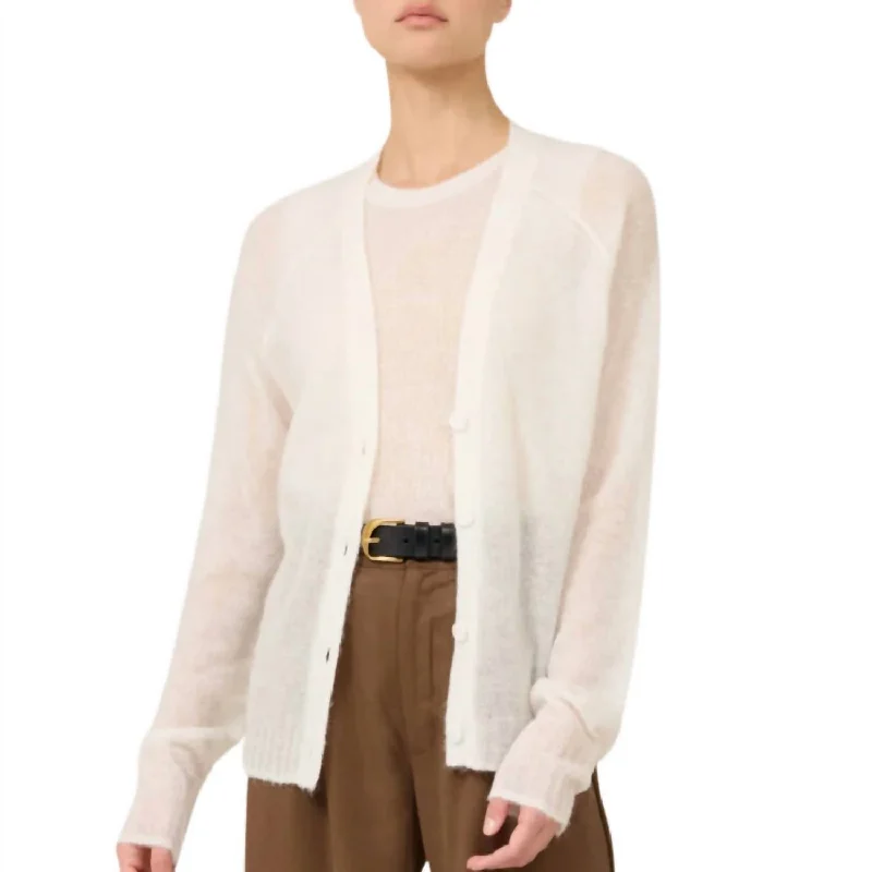Black And White Style Addison Cardigan In Ivory
