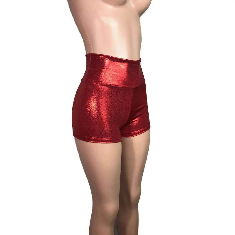 Casual Style High Waisted Booty Shorts - Red Mystique