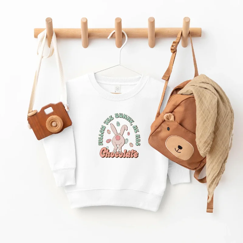 Light Comfort Follow The Bunny, He Has Chocolate Toddler Sweatshirt, White