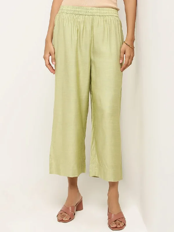 Sports Functional Style Zuba Green Plain Palazzos