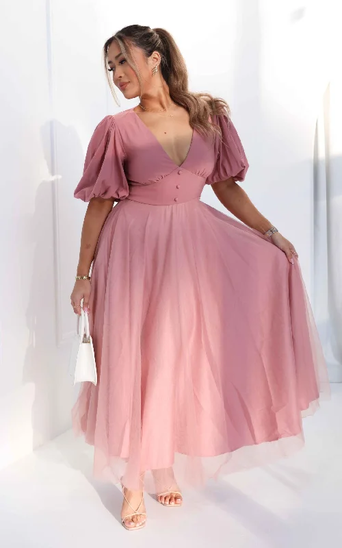 Casual Style One Kiss Maxi Dress - Blush Pink