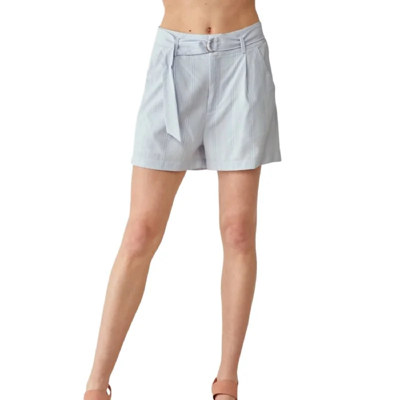 Breathable Comfort Stripe Seersucker High Waist Shorts In Blue
