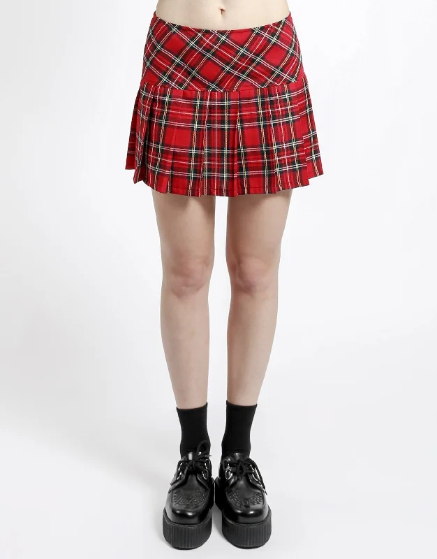 Romantic And Fresh PLEATED  SKIRT RED PLAID