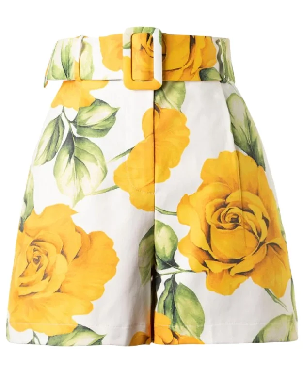 Elegant Design Women's Where The Wild Flowers Bloom Short In Yellow