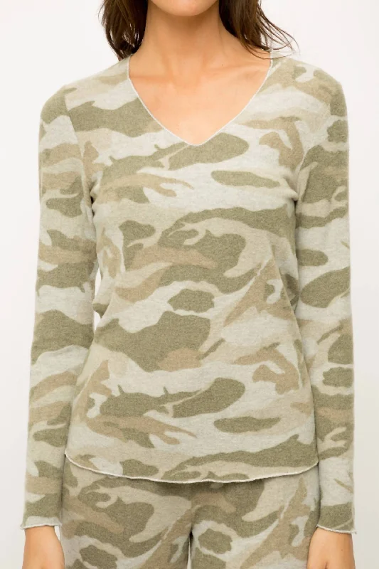 Warm and substantial Brushed Knit Camo Top