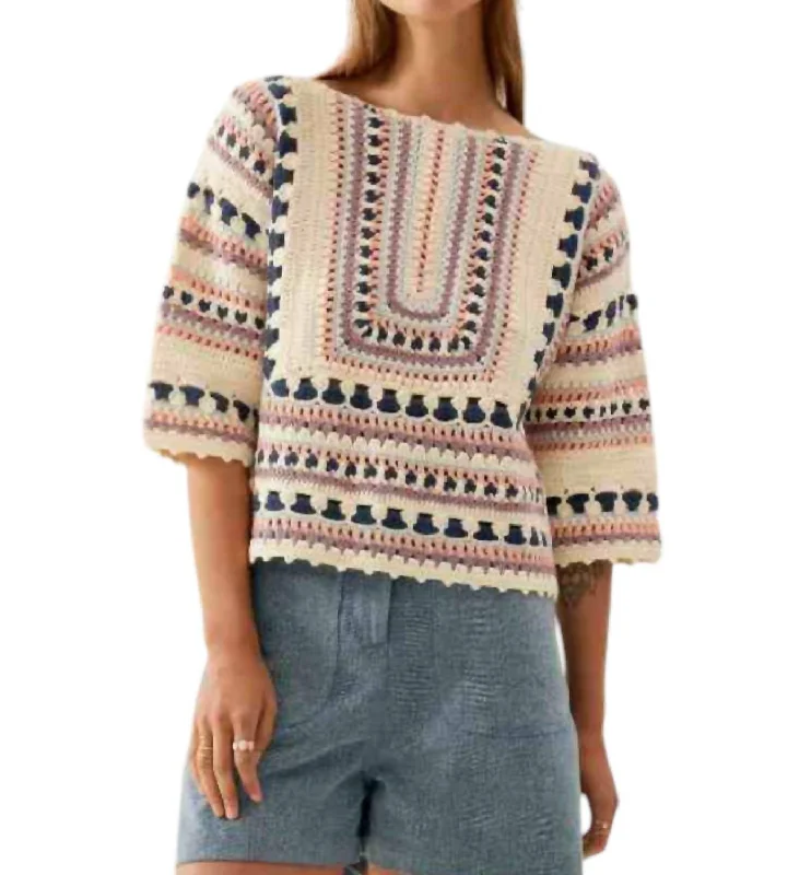Extra long version Hand Crocheted Lorianne Sweater In Multi-Colored