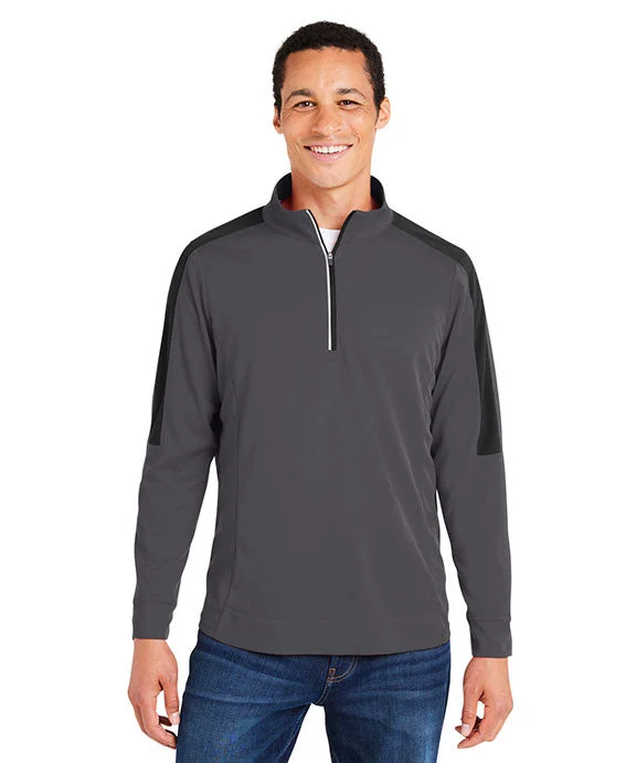 Soft Style CE404 - Core 365 Mens Market Snag Protect Mesh Colorblock Quarter-Zip | Carbon/Black Soft Style CE404 - Core 365 Mens Market Snag Protect Mesh Colorblock Quarter-Zip | Carbon/Black