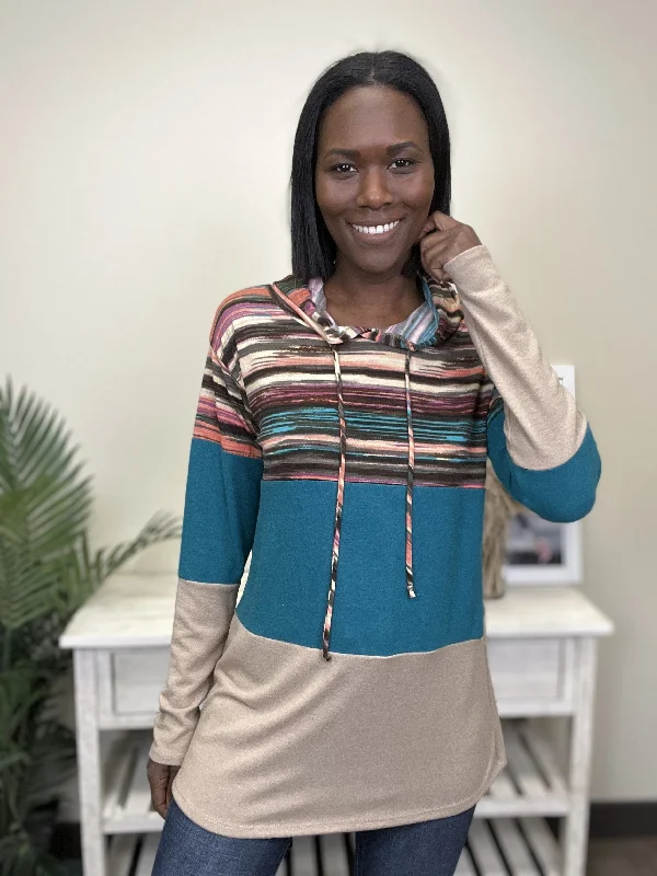 Fresh Comfort Truly Believe Women's Lightweight Striped Hoodie