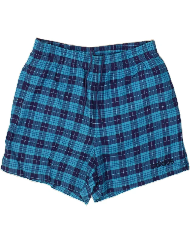 Personalized Series ADIDAS Womens Casual Shorts Large W32 Blue Check Cotton