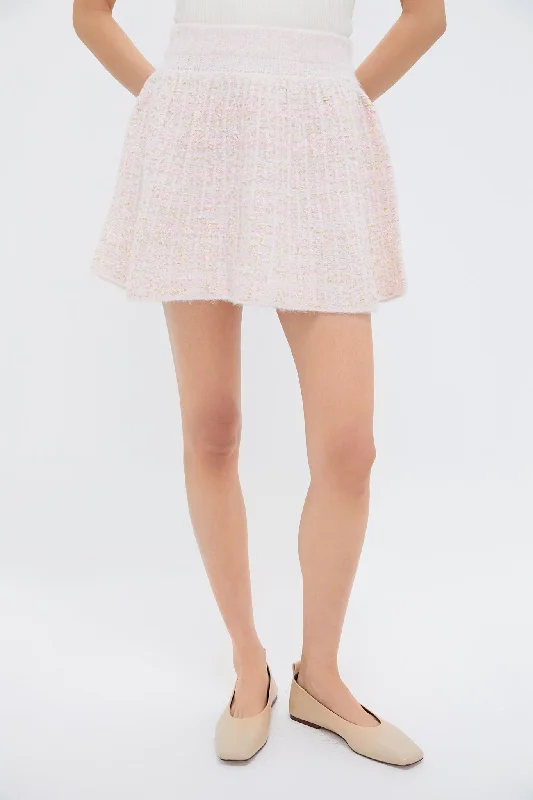 Spring Fashion Pink Knit Mini Skirt