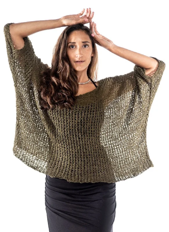 Elegant And Lazy Knitted Square Design One Piece Poncho Pillow