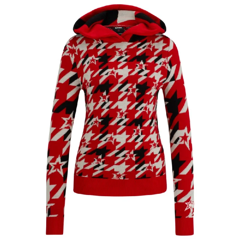Street Vertical And Horizontal Design BOSS x Perfect Moment houndstooth hoodie in virgin wool