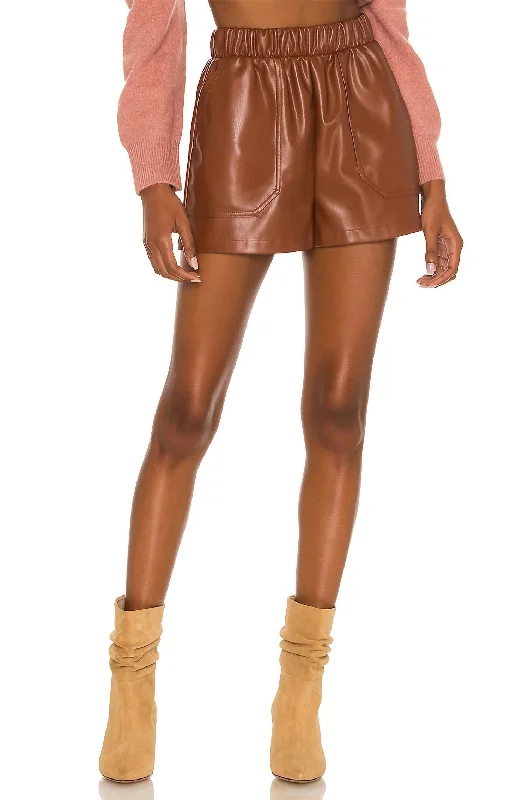Cozy Fit Faux The Record Short In Cognac