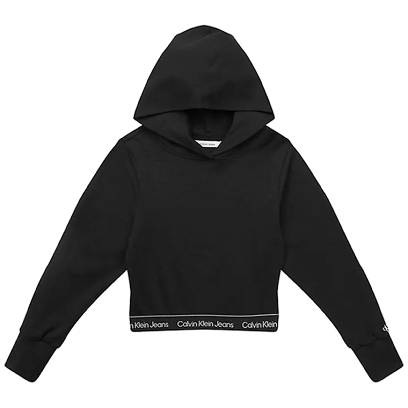 Modernism Calvin Klein Punto Logo Tape Cropped Hoodie Black