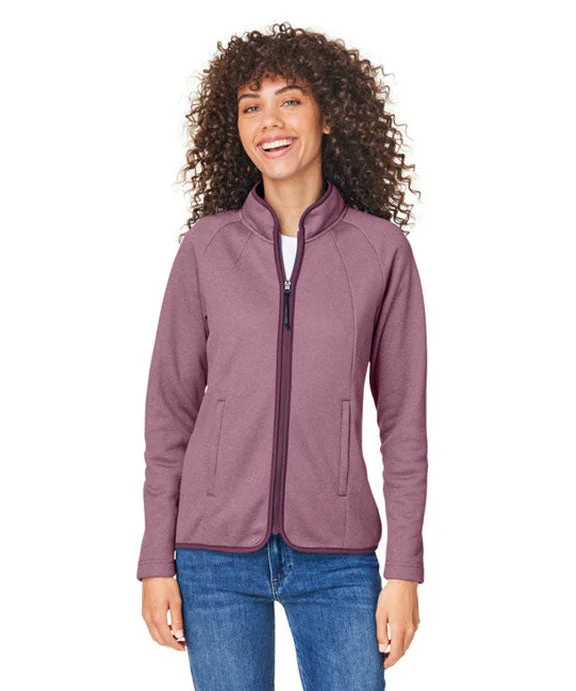 Celebrity Style CE72W - Core 365 Ladies Venture Heathered Stripe Full-Zip Jacket | Burgundy/White
