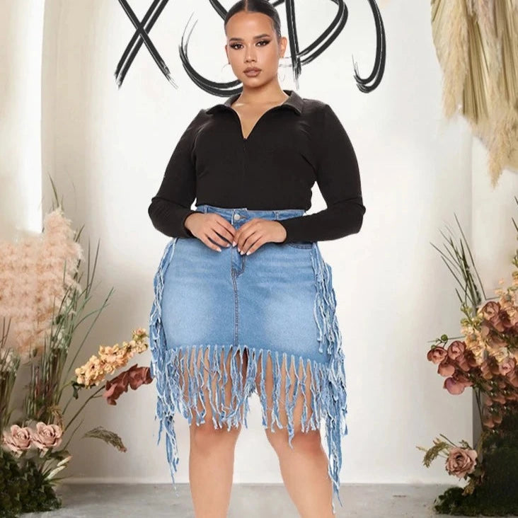 Simple Style Sexy Skirt with Tassel