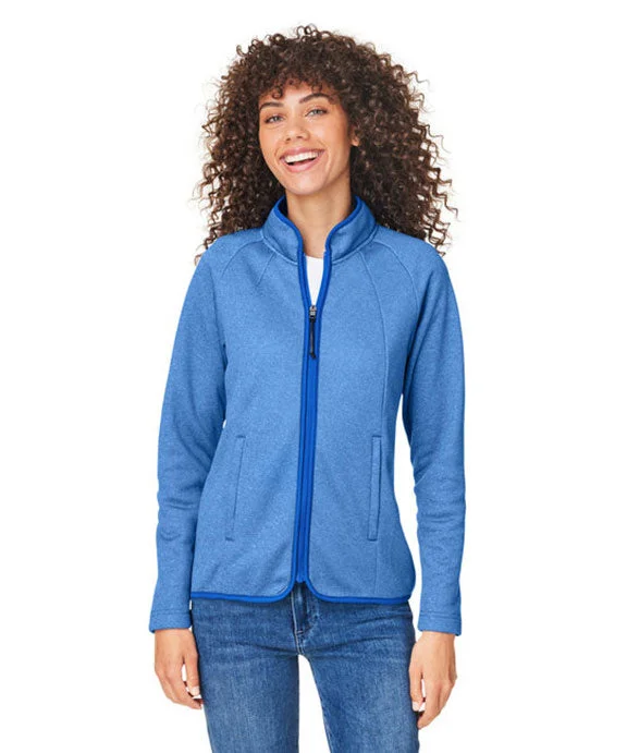 Quality Tailoring CE72W - Core 365 Ladies Venture Heathered Stripe Full-Zip Jacket | True Royal/White