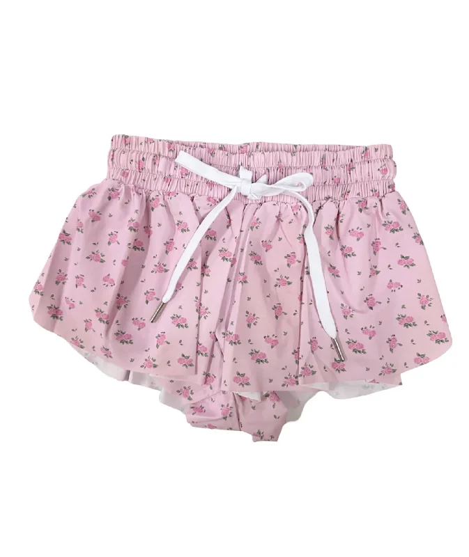 Breathable Design Katie J NYC Girls Blush Rose Ditsy Floral Farrah Shorts