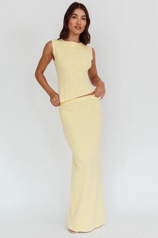 Noble Temperament Rossana Ribbed Maxi Skirt Butter