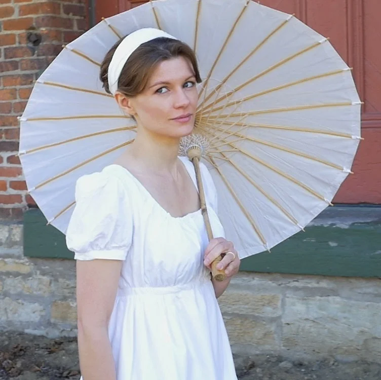 Outdoor Trend 19th Century Empire Dress in Solid Cotton