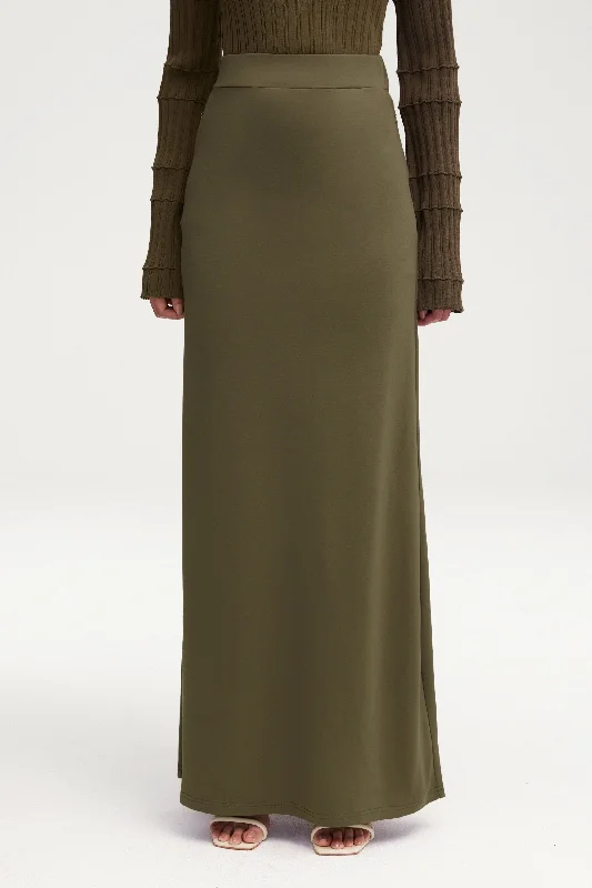 Style Design Essential Jersey Maxi Skirt - Khaki Green