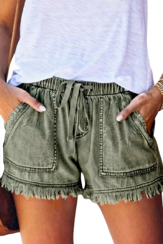 Soft Fashion This Could Be It Shorts In Olive Green