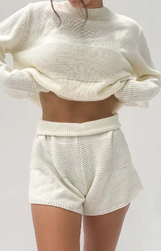 Printed pattern Winslee White Knit Shorts