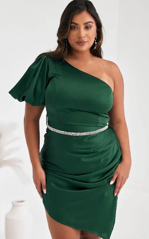 Smart Casuals Pascal Satin Dress - Emerald